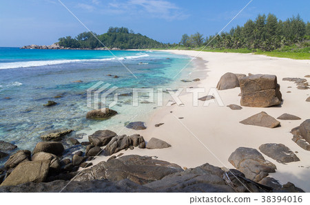 Police Bay sandy beach on Mahe Seychelles Police Bay sandy beach on Mahe Seychelles 38394016