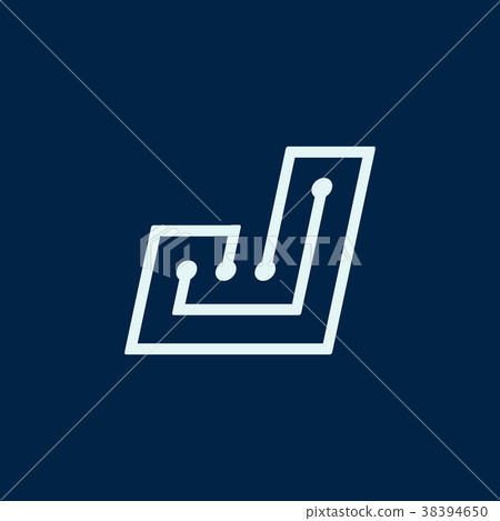 Letter J. Font maze italic, vector geometric 38394650