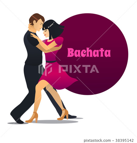 Bachata Dancing Couple in Cartoon Style 38395142