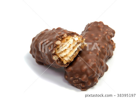 Chocolate candies isolated on white background. 38395197