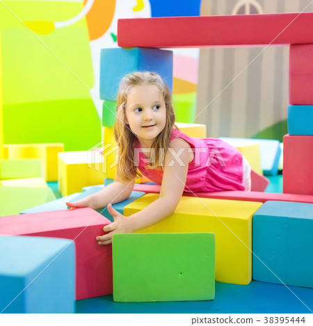 Kids play. Construction toy blocks. Child toys Kids play. Construction toy blocks. Child toys 38395444
