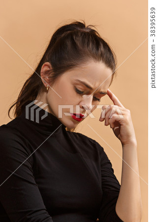 Young serious thoughtful business woman. Doubt Young serious thoughtful business woman. Doubt 38395639