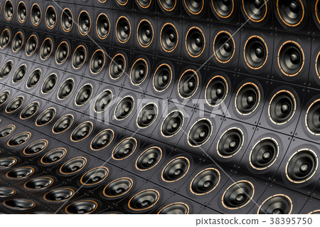 Background from loudspeakers, 3D rendering Background from loudspeakers, 3D rendering 38395750