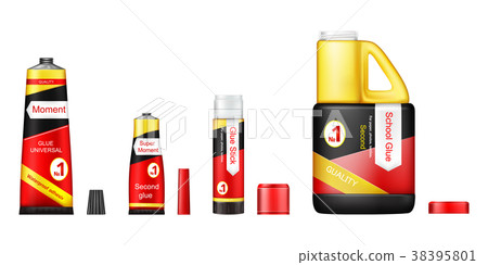 Vector realistic set of glue tubes with open lids 38395801