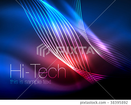 Elegant neon flowing stripes, smooth waves with 38395892