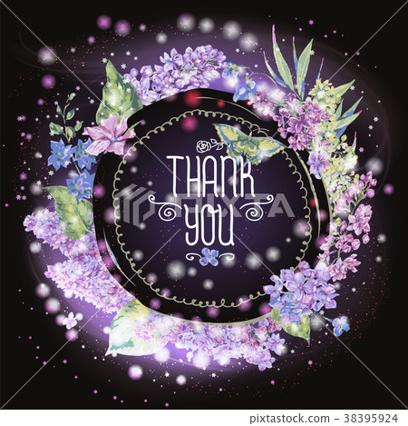 Vector floral spring greeting card of lilac - Stock Illustration ...