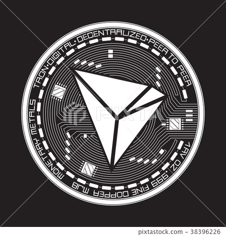 Crypto currency tron black and white symbol 38396226