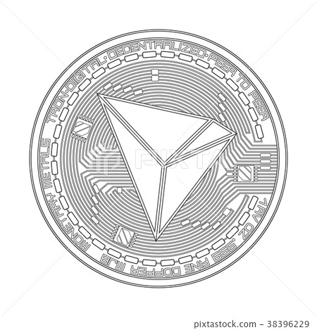 Crypto currency tron black and white symbol 38396229