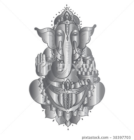 Golden Ganapati Meditation in lotus pose Golden Ganapati Meditation in lotus pose 38397703