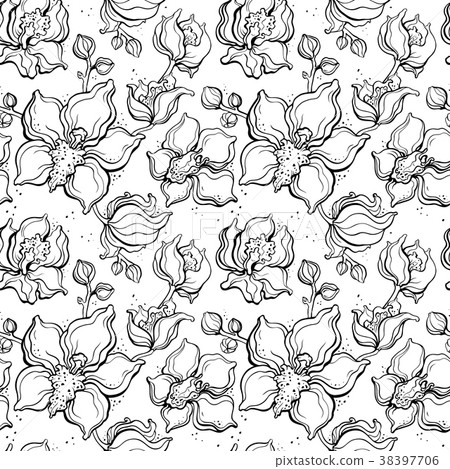 Floral pattern with Orchids. Floral pattern with Orchids. 38397706