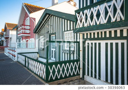 Colorful houses in Costa Nova, Aveiro, Portugal Colorful houses in Costa Nova, Aveiro, Portugal 38398063