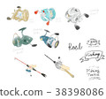 Bait reel / spinning reel hand-drawn illustration 38398086