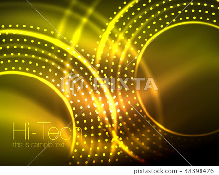 Magic neon circle shape abstract background, shiny 38398476