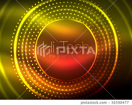 Magic neon circle shape abstract background, shiny 38398477