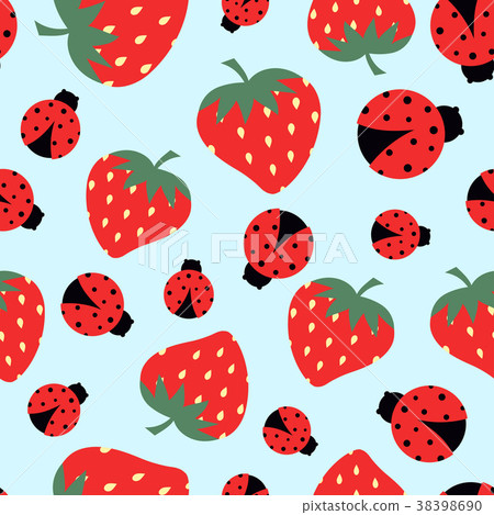 pattern with strawberry and ladybug pattern with strawberry and ladybug 38398690