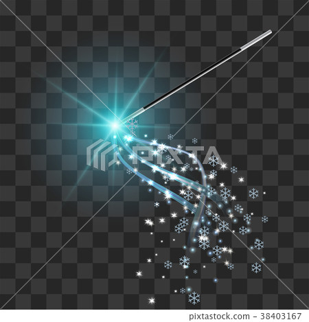 Magic wand with flying snowflakes 38403167