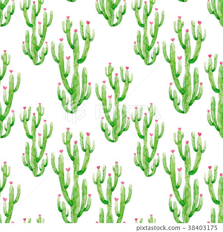 Watercolor cactus vector pattern 38403175
