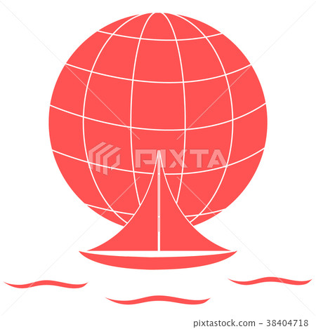 Stylized icon of a colored yacht, sailing over the - Stock Illustration ...
