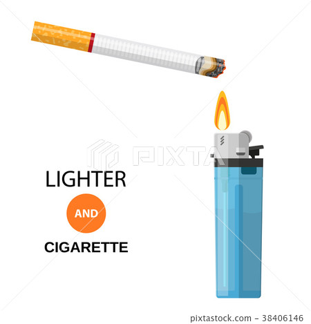 Lighter and Burning Cigarette 38406146