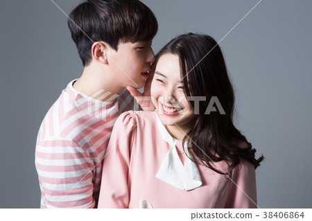 Couple Youth Happy Whisper whisper action 38406864
