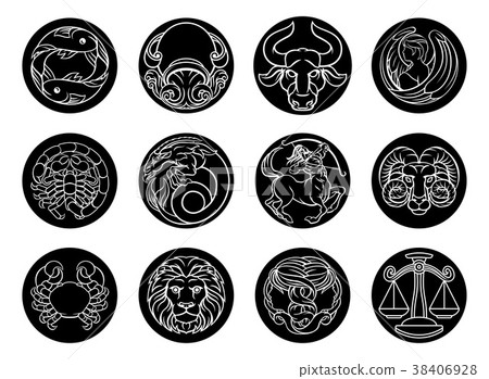 Astrology horoscope zodiac star signs icon set 38406928