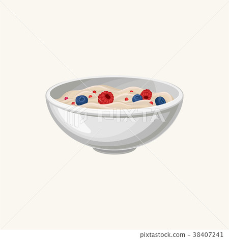 Bowl of oatmeal porridge with fresh blueberries 38407241
