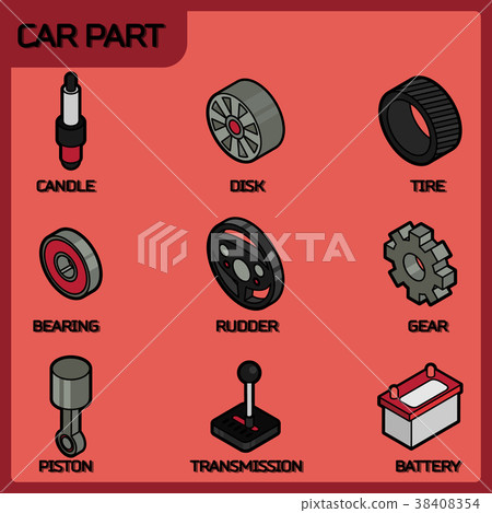 Car part color outline isometric icons 38408354
