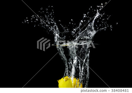 lemon in water splash lemon in water splash 38408481