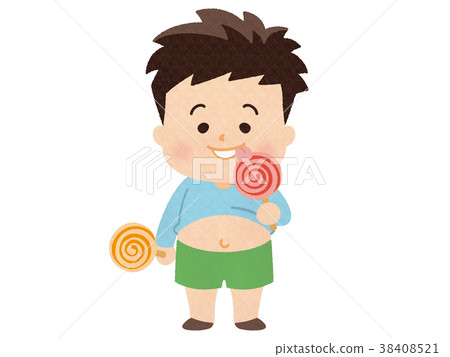 Fat boy licking candy Fat boy licking candy 38408521