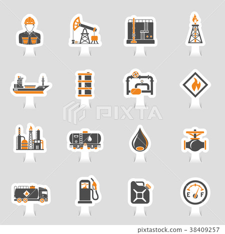 Oil Industry Icons Sticker Set Oil Industry Icons Sticker Set 38409257