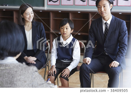 Parents and children who take an interview for the exam Parents and children who take an interview for the exam 38409505
