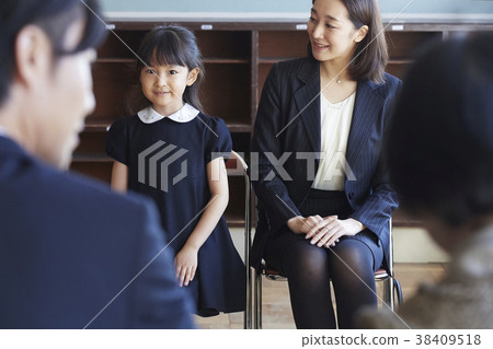 Parents and children who take an interview for the exam Parents and children who take an interview for the exam 38409518