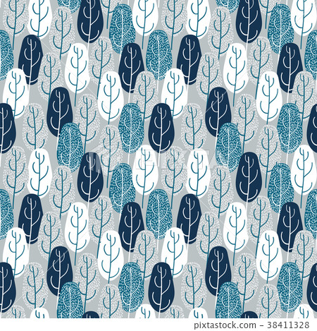 leaf tone blue seamless vector	 38411328