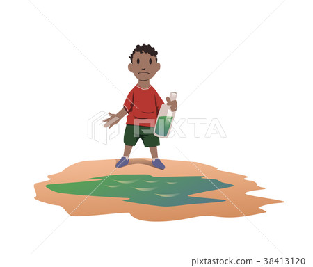 Water scarcity concept. African boy took drinking 38413120