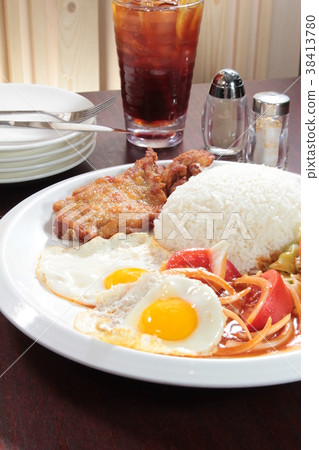 rice with pork or beef or other meat ingredients rice with pork or beef or other meat ingredients 38413780