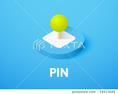 Pin isometric icon, isolated on color background 38415688