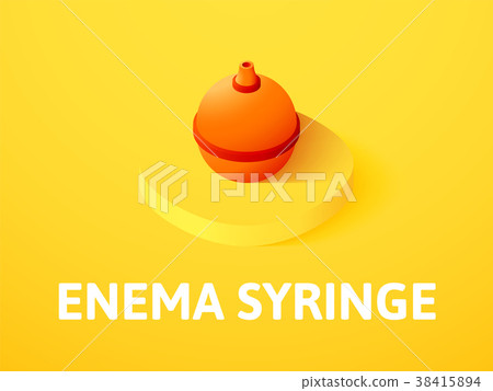Enema syringe isometric icon, isolated on color Enema syringe isometric icon, isolated on color 38415894