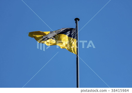 Waving Baden Wuerttemberg flag on a sunny day 38415984