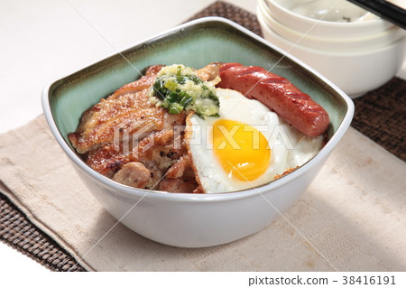 rice with pork or beef or other meat ingredients rice with pork or beef or other meat ingredients 38416191