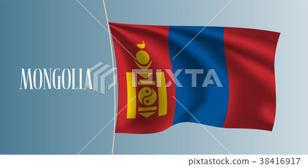 Mongolia waving flag vector illustration 38416917
