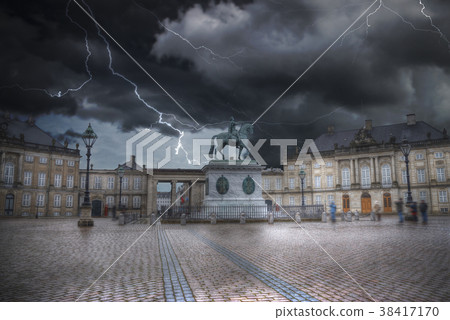 Heavy thunderstorm with lightning. Heavy thunderstorm with lightning. 38417170