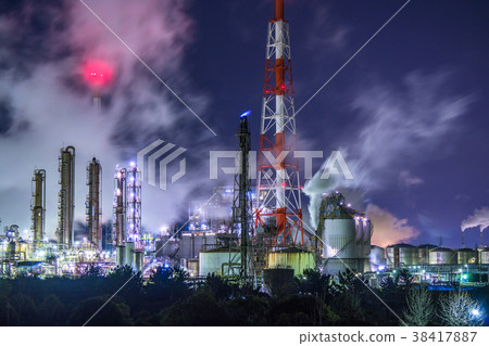 <兵庫縣> Harima海濱工業區,工廠夜景 <兵庫縣> Harima海濱工業區,工廠夜景 38417887