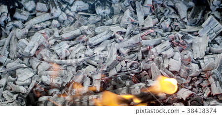 Beautiful burning bonfire in the camp,  38418374