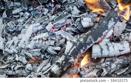 Beautiful burning bonfire in the camp, 38418375