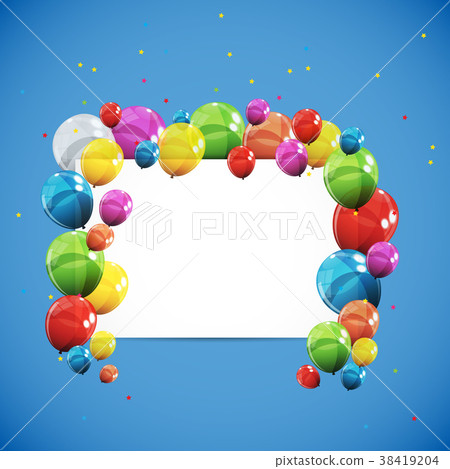 Color Glossy Happy Birthday Balloons Banner 38419204