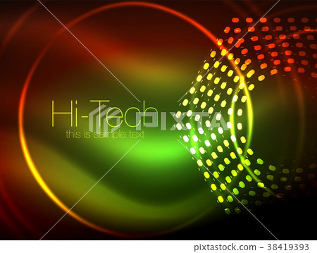 Glowing neon dotted shape abstract background Glowing neon dotted shape abstract background 38419393