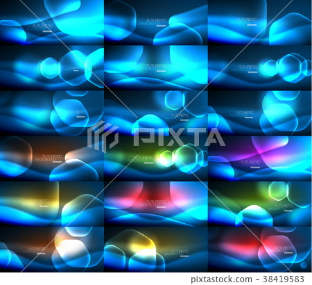 Neon glowing light abstract backgrounds collection Neon glowing light abstract backgrounds collection 38419583