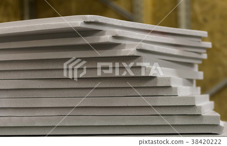 polystyrene slabs lie a tower close-up of gray 38420222