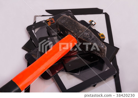 broken touchscreens lie a bunch of them on a 38420230