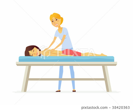 Young woman on a massage session - cartoon people Young woman on a massage session - cartoon people 38420363